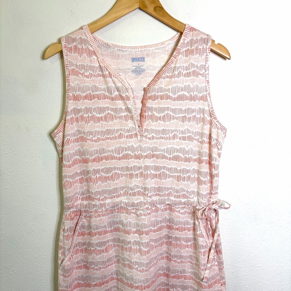 Duluth Trading Co To N Flow Pink White Sleeveless Midi Dress popover sz S knit - Picture 3 of 7